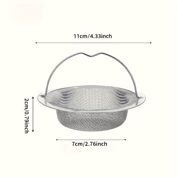 Stainless Steel Sink Strainer with Handle, Rust-Proof Mesh, Prevents Drain Clogging and Strains Vegetables
