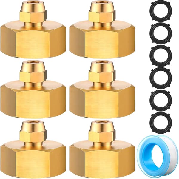6 sett messing slangeadapter 3/4\" hunn til 1/4\" rørkobling