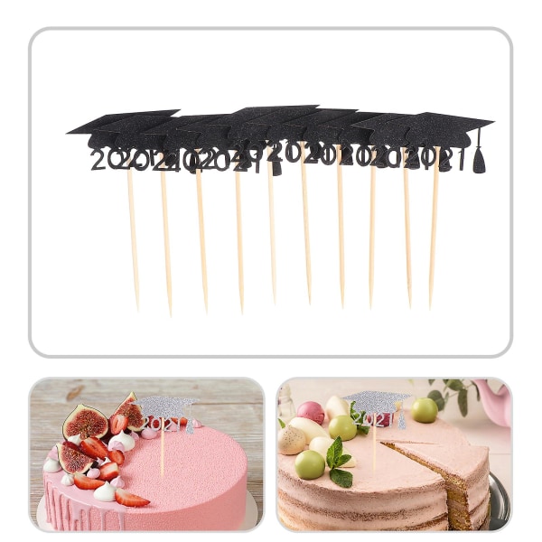 24 stk. Kakepynt til Graduation Party - Kreative Papirpynt til Kake - Svart 11X6.5CM Black 11X6.5CM