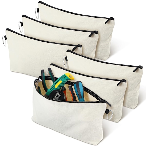 6 st Verktygsfickor Canvas Verktygsväska Fickor Multifunktionell Förvaring Organizer Verktygsfickor Verktyg Tunga Flatbottenficka