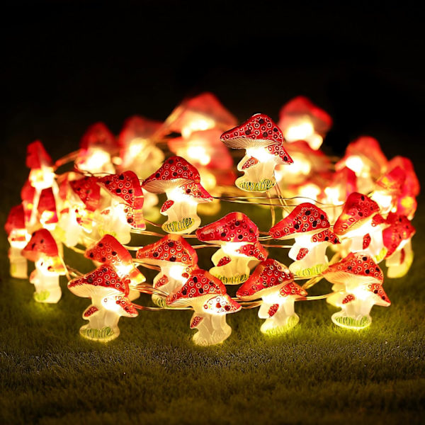 Koristevalot 3 metriä 30 LED:llä Paristoilla Toimiva Sienimäinen Valojuova 8 Valotilalla Kaukosäätimellä Koti-Sisustukseen