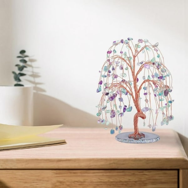 Kristaller tumlade ädelstensträd pengaträd, prydnadsföremål Shui bas dekoration Kristall pengaträd