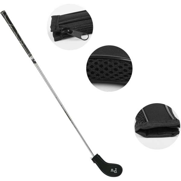 Svart - 12 st Golf Head Covers Golf Club Skydd med Golf Head Covers, Long Neck Number Printing och 1 Golf Club Borste