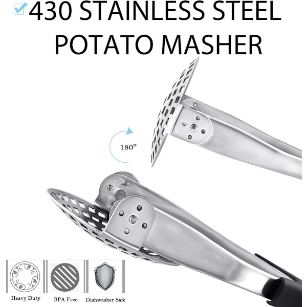 Potetstapper - rustfritt stål - ergonomisk design