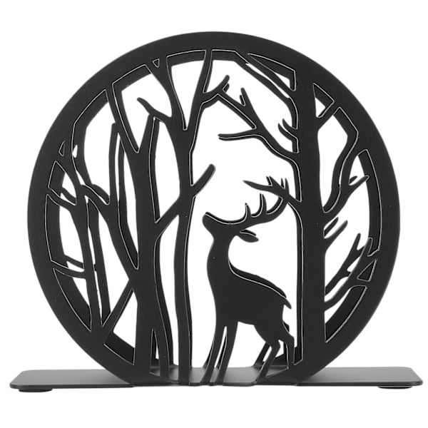Hul Elk Træ Serviet Holder Metal Vævspapir Holder Vævspapir Opbevaring Stativ Serviet Metal Holder Sort 12.4X10.2CM