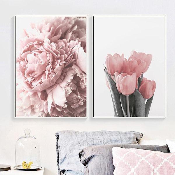 30x40 301 Rosa Pion & Tulpaner Rosblommor Väggkonst Canvasmålning Nordisk Minimalism Posters Och Tryck Väggbilder För Vardagsrum Inredning