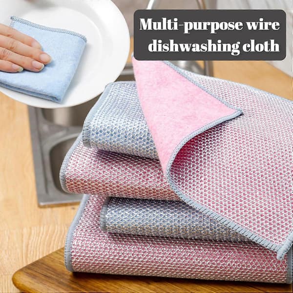 3-pack Double Wire Dishcloths, Multifunctional Wire Cleaning Cloths