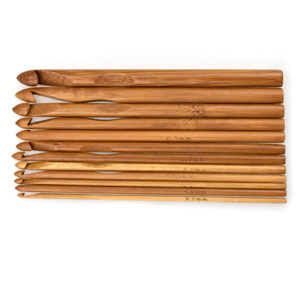 Virknålar Set, 12 st Bambu Virknål Stickning DIY Väva Verktyg Sybehör Tröja virkning