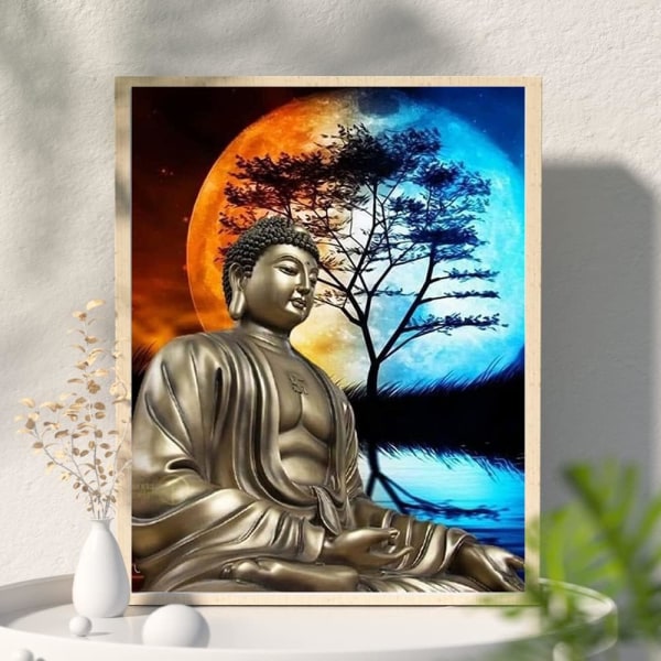 Neliöporat timanttimaalaus täysi strassit Buddha 40x30cm timanttikirjonta neliö strassit täysi kangas timanttikangas cr