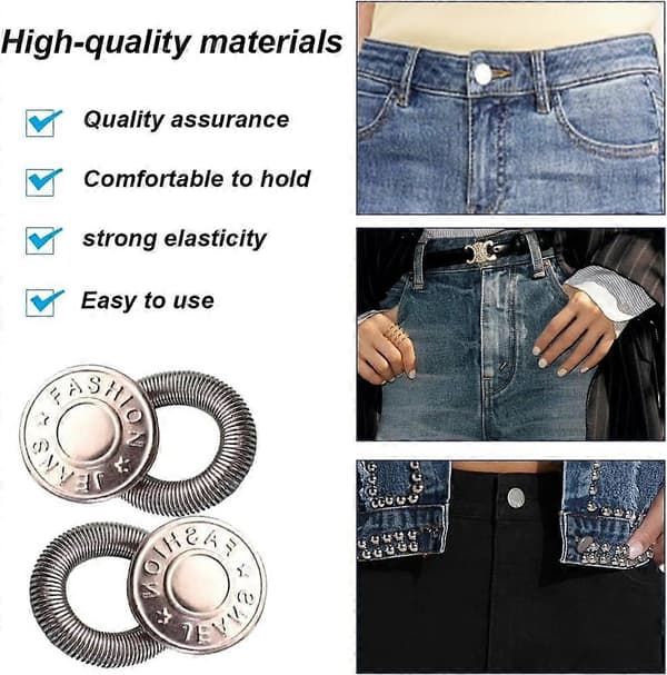 4-pack Jeansknappförlängare, elastiska midjeförlängare i metall