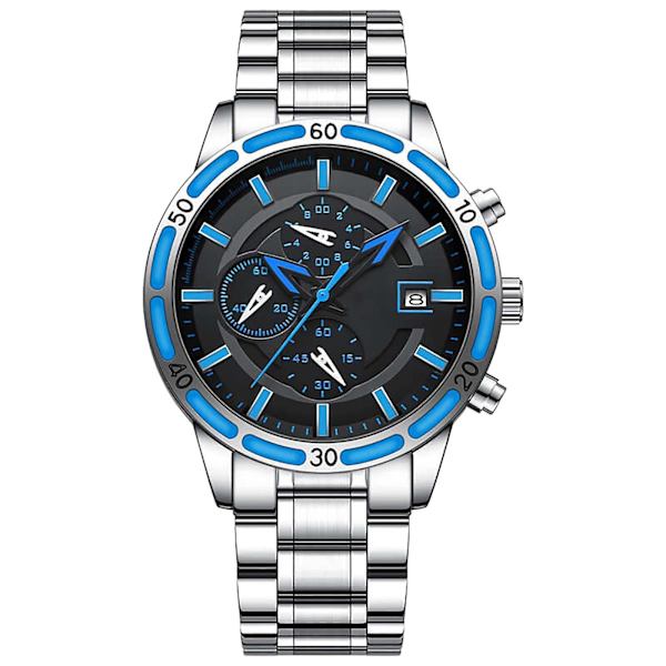 Herrar Multi Time Chronograph Digital Analog Rostfritt Stål Sport Armbandsur