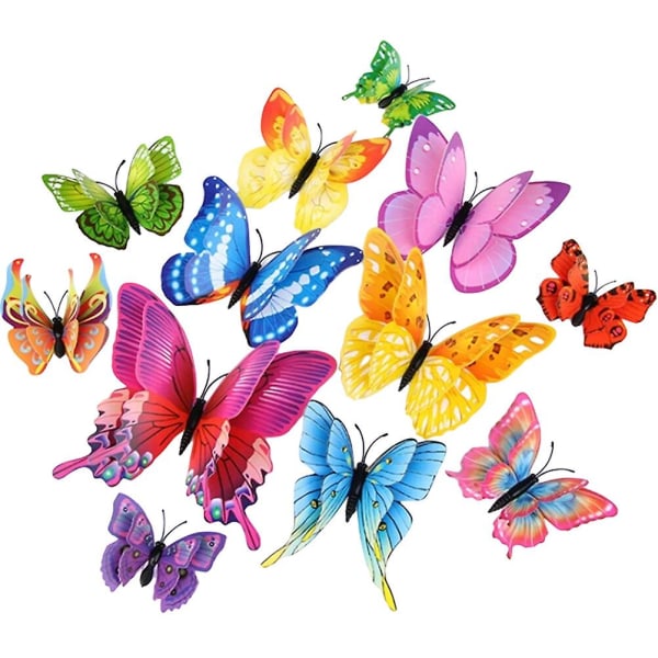 48 st Fjärilar Kylskåpsdekor 3d Fjärilar Magnetiska klistermärken Hemdekorationer12x4cm 12x4cm