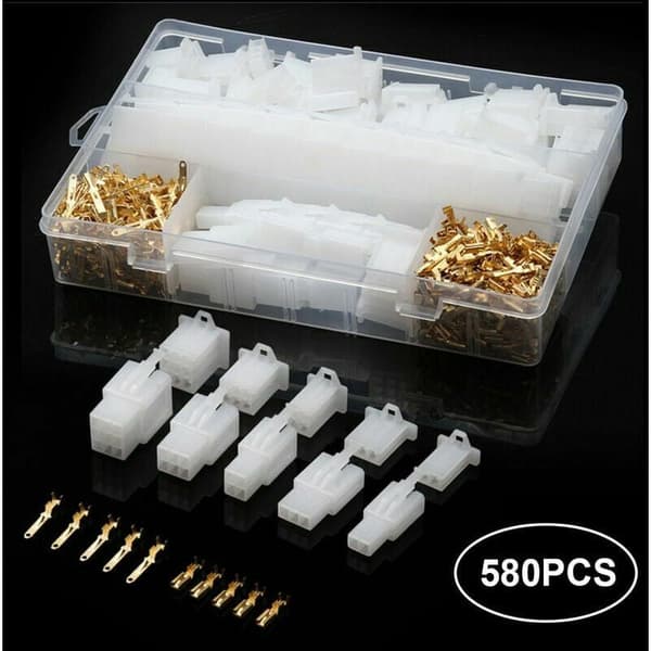 580 pcs Car Motorcycle 50 Sets Electrical 2.8mm 2 3 4 6 9 Pin Wire Cable Connector Terminal with Storage Box