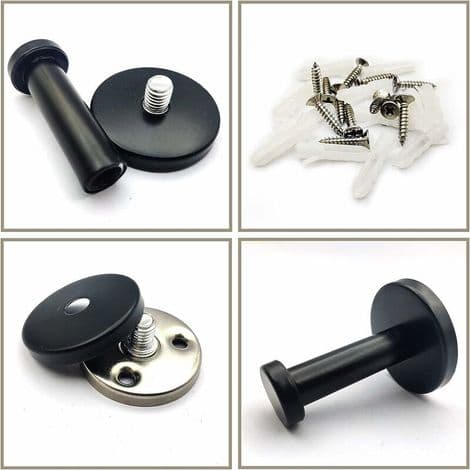(Black) Coat Hooks, 4 Pieces Wall Mounted Clothes Hooks, Wall Mounted Coat Hook