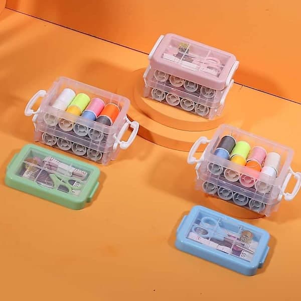 Sewing Kit Tools Storage Box Needle Thread Scissors Organizer Medicine Container