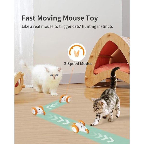 Interaktivt kattelegetøj, automatisk bevægeligt muselegetøj til indendørs katte, USB-genopladeligt Smart Sensing Electric Kitten-øvelse