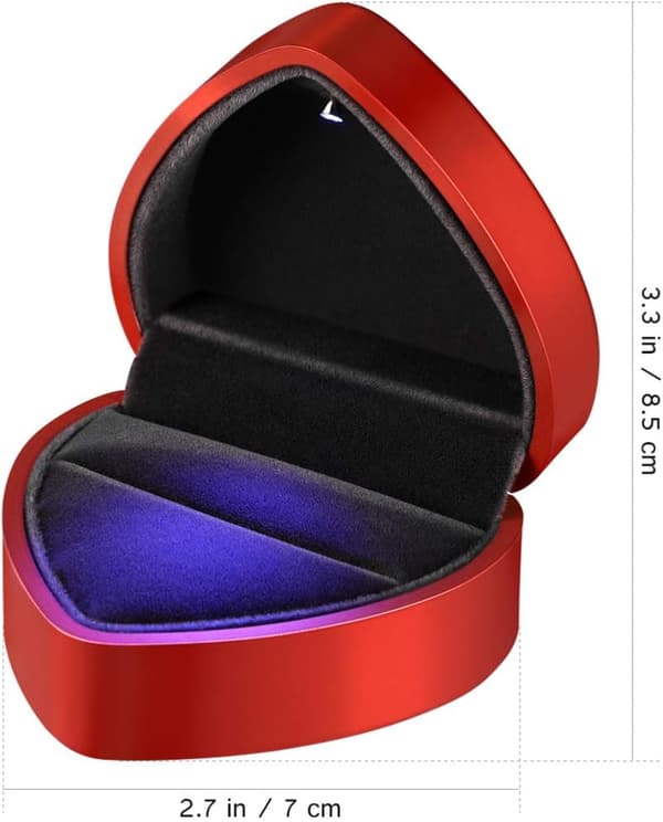 LED-ringbox i hjärtform, smyckespresentask, displayställ