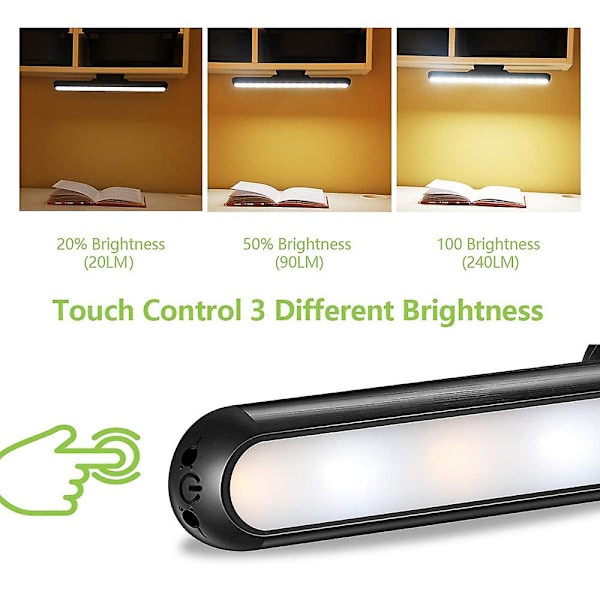 Dimbar Beröringslampa - Underbelysning Stick On Vägg - Batteridriven Led Laddningsbar Magnetisk Fäste - Perfekt För Läsning - Limlampa För Garderober