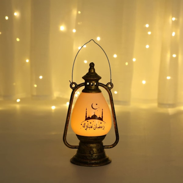 2 kpl eri värisiä (pronssi, kulta ja valkoinen) riippuvaisia ​​valoja, ulkokäyttöön tarkoitettuja Ramadan-lyhtyjä (7,2 * 6,5 * 15,5 cm)