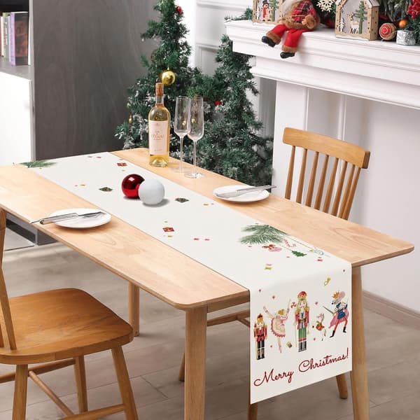 Christmas Nutcracker Table Runner for Kitchen Dining Table Decoration, Christmas Tree Branch Decor Winter Table Runner - 33x183 cm