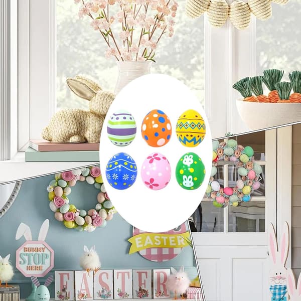 Inflatable Easter Eggs 6-pack - Large Outdoor Decorations for Easter Party, Garden, Patio and Home Use