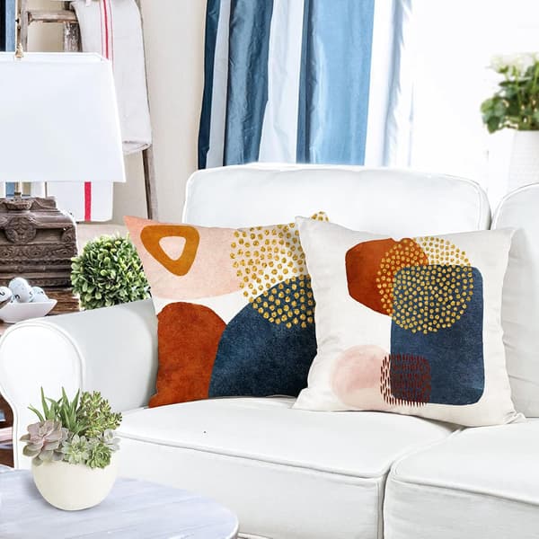 Pudebetræk 45x45 sæt med 4 pudebetræk sofapuder dekorative geometriske mønstre linned sofapuder sæt sofapuder stue sofa udendørs