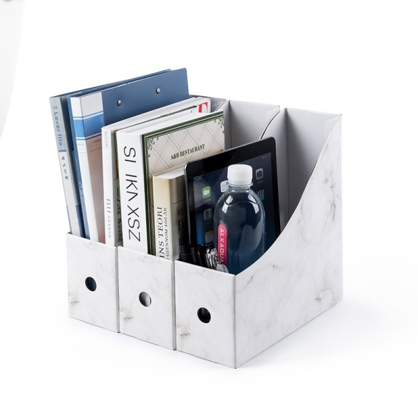 Magasinhållare (4-pack) - Robust tidskriftshållare i kartong, vertikal filmapphållare, tidningshållare för skrivbord, pappersboksfack