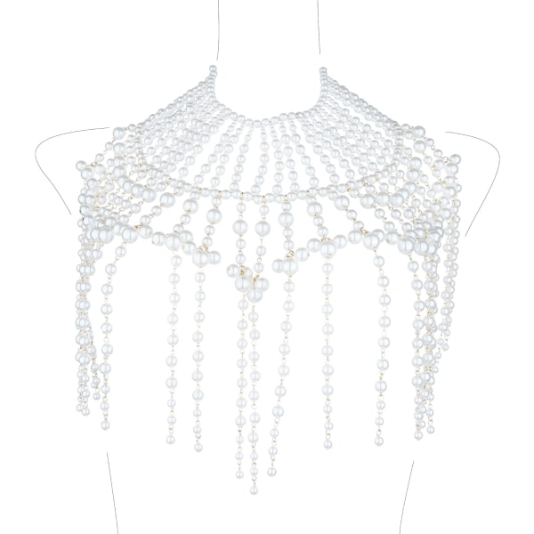 Pearl Body Chain halskæde til kvinder - justerbar størrelse perle skulderkæder Fashion Pearl Body Chain smykker
