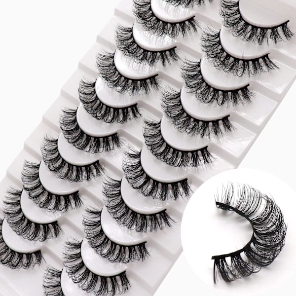 Ryska Strip Ögonfransar DD Böj Lösögonfransar Fluffiga Faux Mink Ögonfransar 20 Par 2 Set Pack (D02+D05)