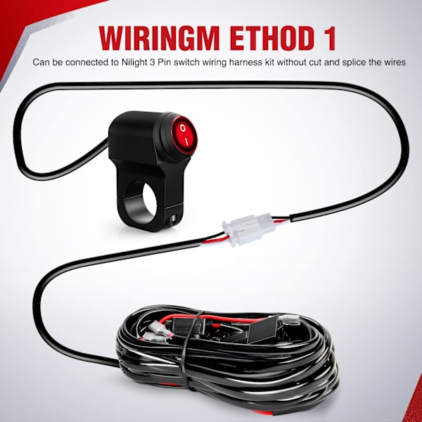 Motorsykkel Styrebryter Plug and Play 12V ATV Styrelys Bryter Trykknapp PÅ AV Brytere Passer 7/8\" Styre (22mm)