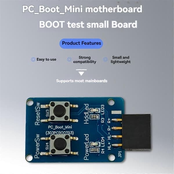 PC-Boot-Mini Bundkort Boot Testkort 9-Pin PC Tænd/Sluk-knap til PC Bundkort