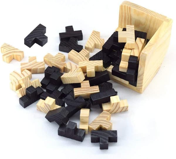Gobus Wooden Speaker Magic Cube 54 Pieces T-Shape Building Blocks Puzzle Brain Teaser Puzzle