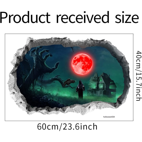 3D irrotettava Halloween-seinätarra, Halloween-seinätarra noidan käsi, makuuhuone, olohuone Halloween-tarra, seinä