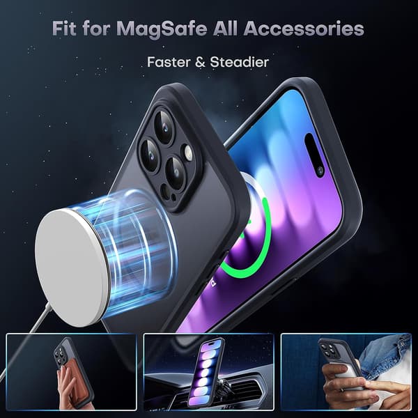 Magnetic Case for iPhone 15 Pro Max - Full Camera Protection, MagSafe Compatible, Translucent Matte Back