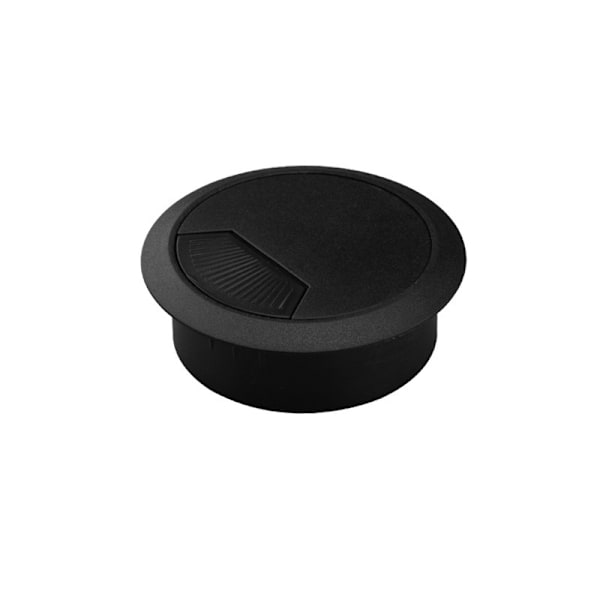 4 st 60 mm skrivbords-kabelgenomföringar, hålöverdrag för kontors-PC-skrivbord, kabelorganiserare i plast, svart (svart-4 st)