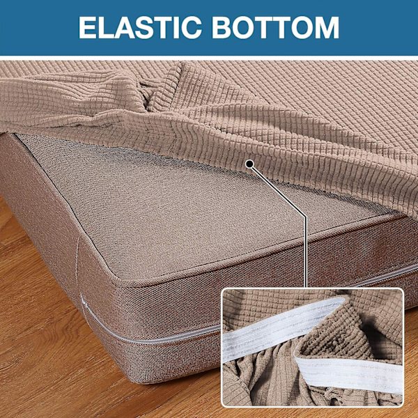 Stretch Putetrekk For Sofa - Møbelbeskytter Med Elastisk Kant - Liten Rutete Elastan Jacquard Stoff (2 Loveseat Putetrekk, Sand)