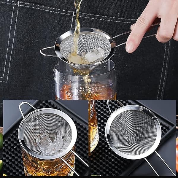 2-pack Stainless Steel Tea Strainers - Fine Mesh Cocktail Strainer, Conical Food Strainer, Practical Bar Kit, 3 x 9 x 2 Centimeters