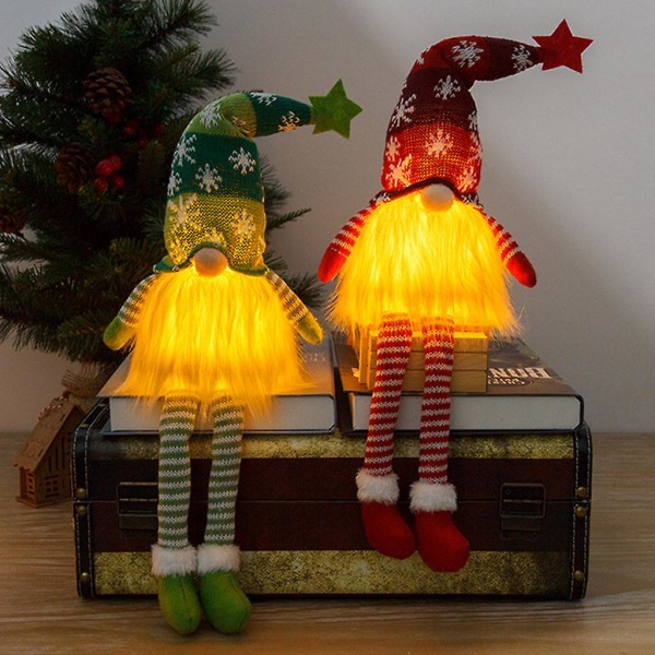 Julenisser Ornament Lys opp Skandinavisk nordisk Tomte-nisser Nisse Festlig vinterfestpynt Grønn