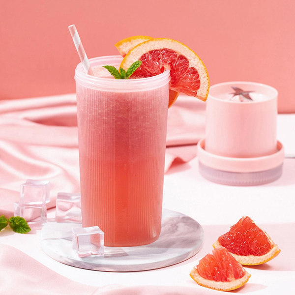 Bärbar blender, personlig miniflaska resor Elektrisk smoothie blender-maskin Fruktjuicer CupPink Pink