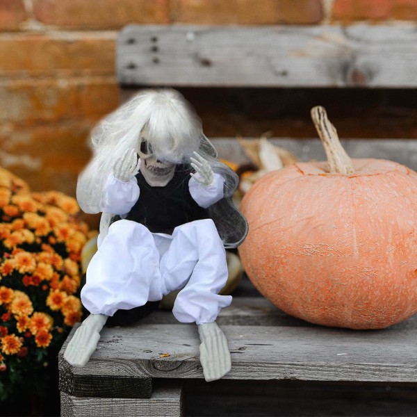 Halloween dekor spöke med ljud och blinkande ögon för trädgård utomhus/ inomhus dekoration Vit White