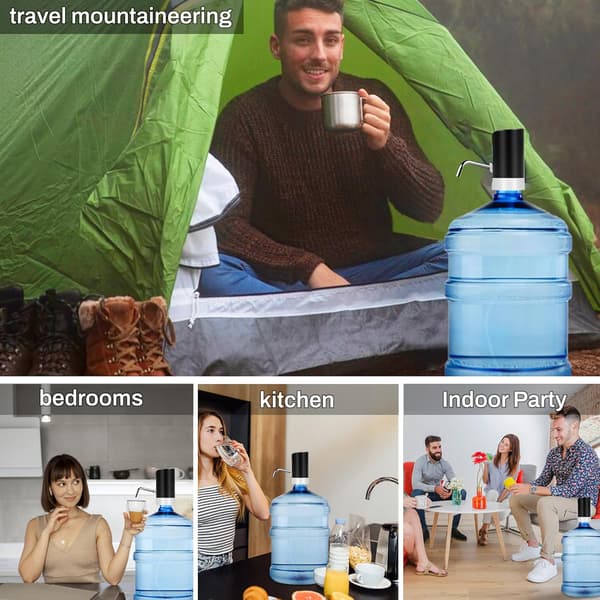 Water dispenser for 5 gallon bottle, portable electric water pump with USB data cable, black automatic drinking water pump