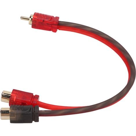 Sæt med 4 RCA-kabler (1 han til 2 hunner) til bilstereo lydsystem, Y-splitter til bilhøjttalere
