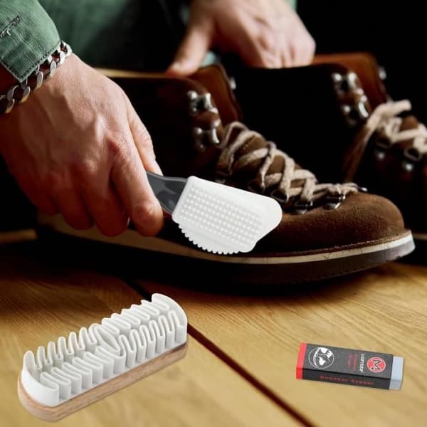 Suede Brush Kit, Crepe Suede Brush, Multi-function Brush with Eraser, Nubuck Brush, Suede Leather Brush