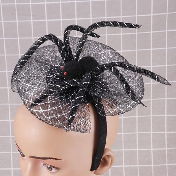 Hårbånd med edderkoppformet stoff til Halloween, svart