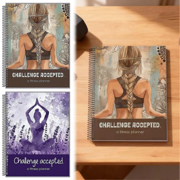 Challenge Accepted 90-Day Workout Planner - Exercise & Meal Spiral Notebook with Progress Tracker