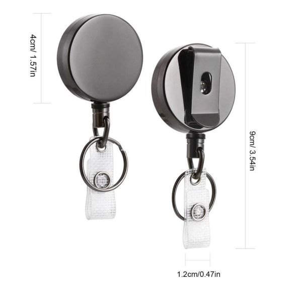 Kraftig metall infällbar nyckelring med bältesklämma, indragning, 31,5" stålkabel, nyckelringuppdragare, (4-pack)