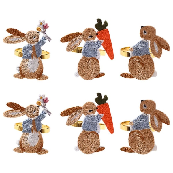 6 Pcs Napkin Holders Tables Bunny Table Linen Rings Rabbit Banquet Napkin Rings Napkin Ties Rabbit N