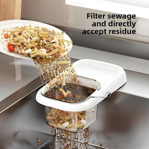 Sink Hanging Strainer with Suction Cup, Automatic Tilting Sink Strainer Basket, Hanging Corner Sink Kitchen Waste Collector (White)(Ho)