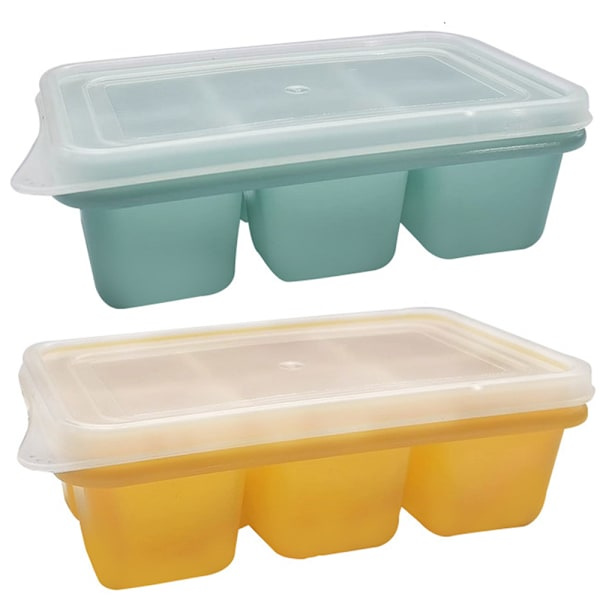 2-pack ice molds - soft bottom yellow + green