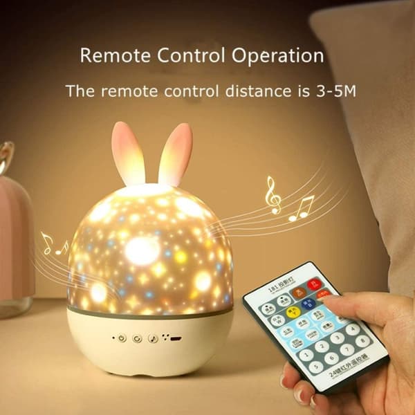 Rechargeable Rotating Star Projection Elk Night Light Music Box, 6 Dream Projection 8 Romantic Melodies Remote Control Lamp